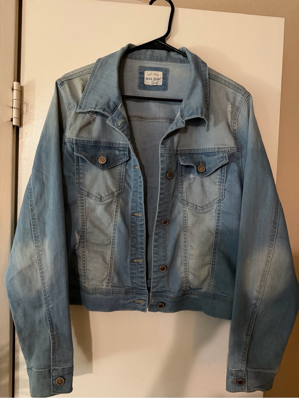 Wax Jean Faded Blue Denim Jacket with Button Front